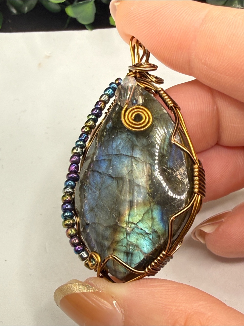 Wire Wrapped Labradorite Pendant - Created by Local Artist